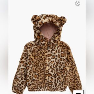 Nordstrom Tucker + Tate Leopard FAUx Fur Jacket Hoodie girls